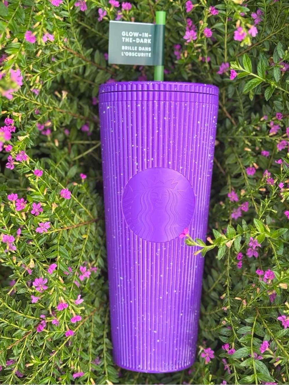 Starbucks Halloween Glow in the Dark Purple Pleated Specled Tumbler